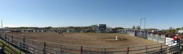 Rodeo arena with barrel racing