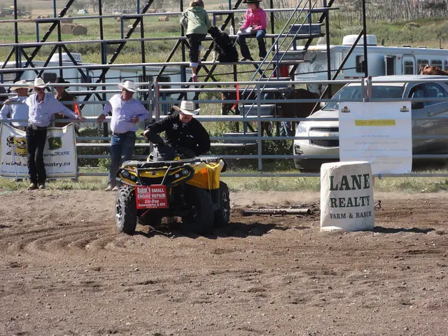 Dragging the arena at a ranch rodeo